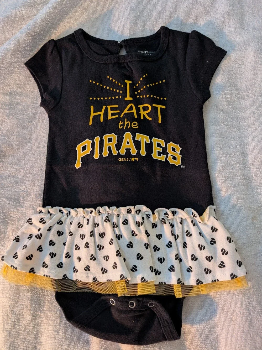 GENUINE MERCHANDISE Toddler Girl's Pittsburgh Pirates Ruffled 1-Piece - Size 12M